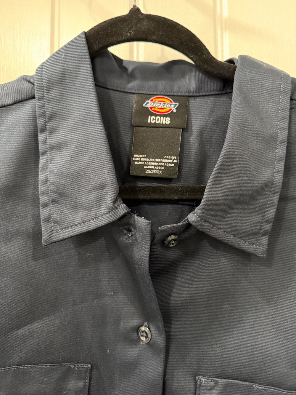 NWT Dickies 2X Navy Short-Sleeve Button-Up 574 Work Shirt - Picture 4 of 7